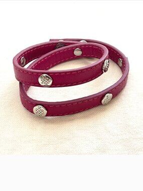 Lulu Avenue Wrap Bracelet Madrid Pink Leather Silver
